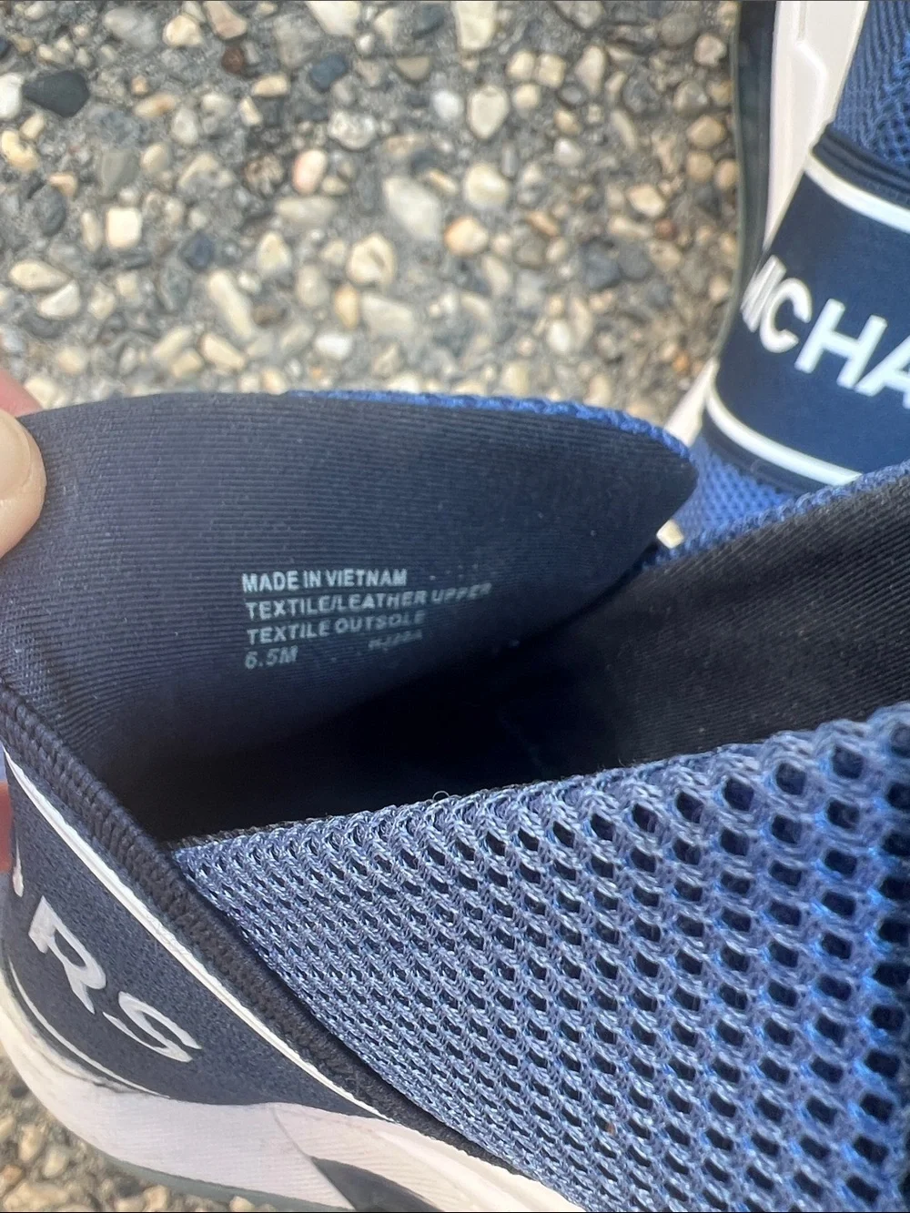 Michael Kors Felix Extreme Blue and White Mesh Slip-On Fashion Sneakers